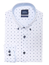 Load image into Gallery viewer, Daniel Grahame Navy and White Tapered Long Sleeve Semi-Formal Shirt
