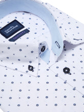Load image into Gallery viewer, Daniel Grahame Navy and White Tapered Long Sleeve Semi-Formal Shirt
