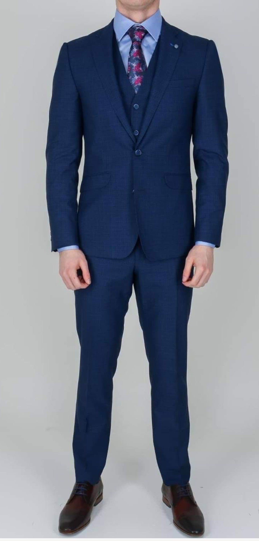 White Label Mix and Match Navy Tweed Suit